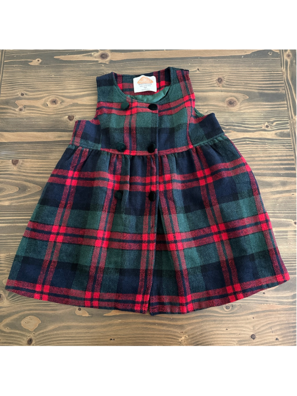 Mud Kingdom Girls 140 8-10 Plaid Jumper Dress Red Green Holiday Tartan